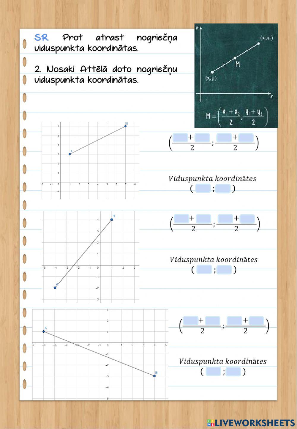 Attālums starp diviem punktiem un viduspunkts