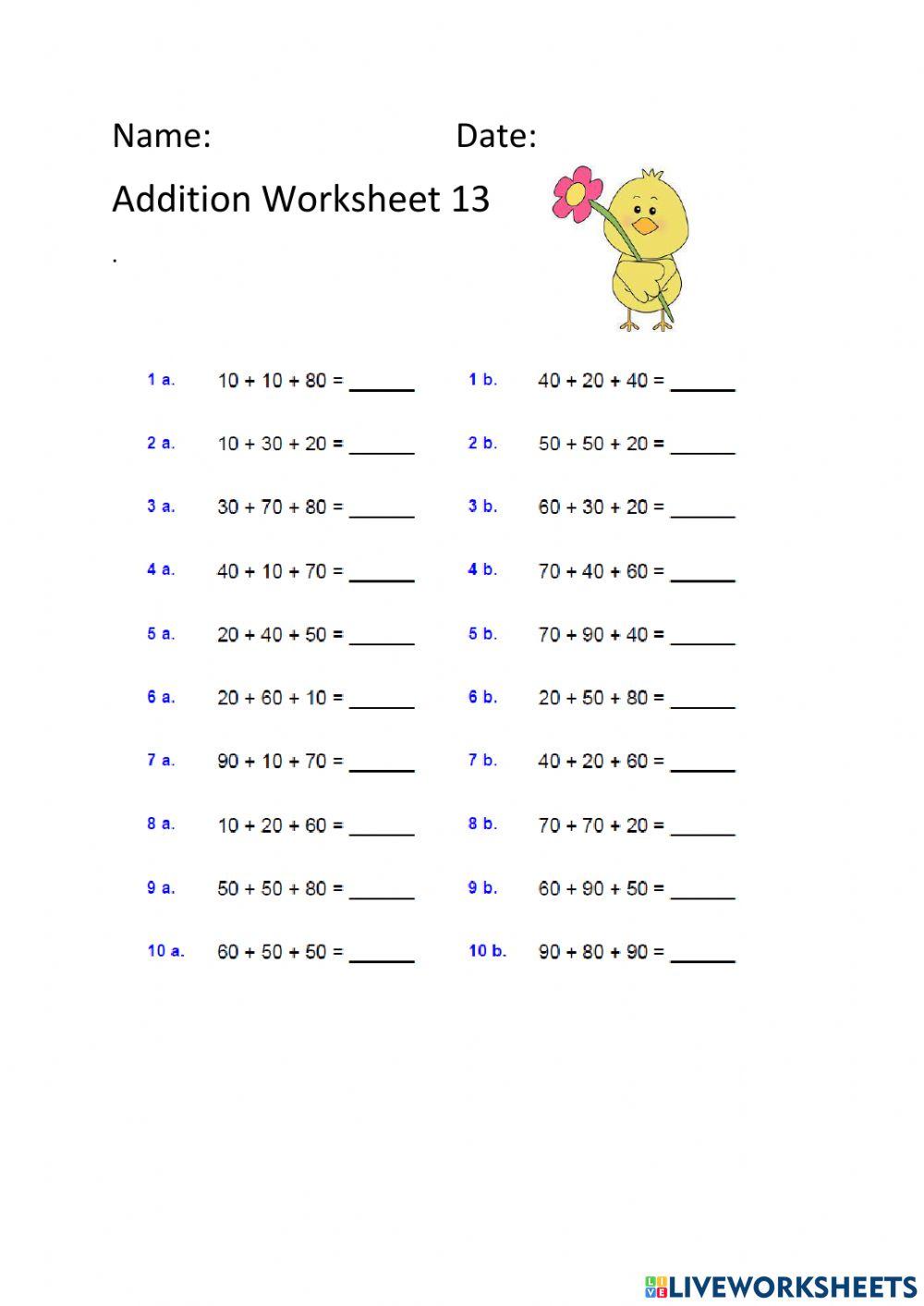 Addition Worksheet 13