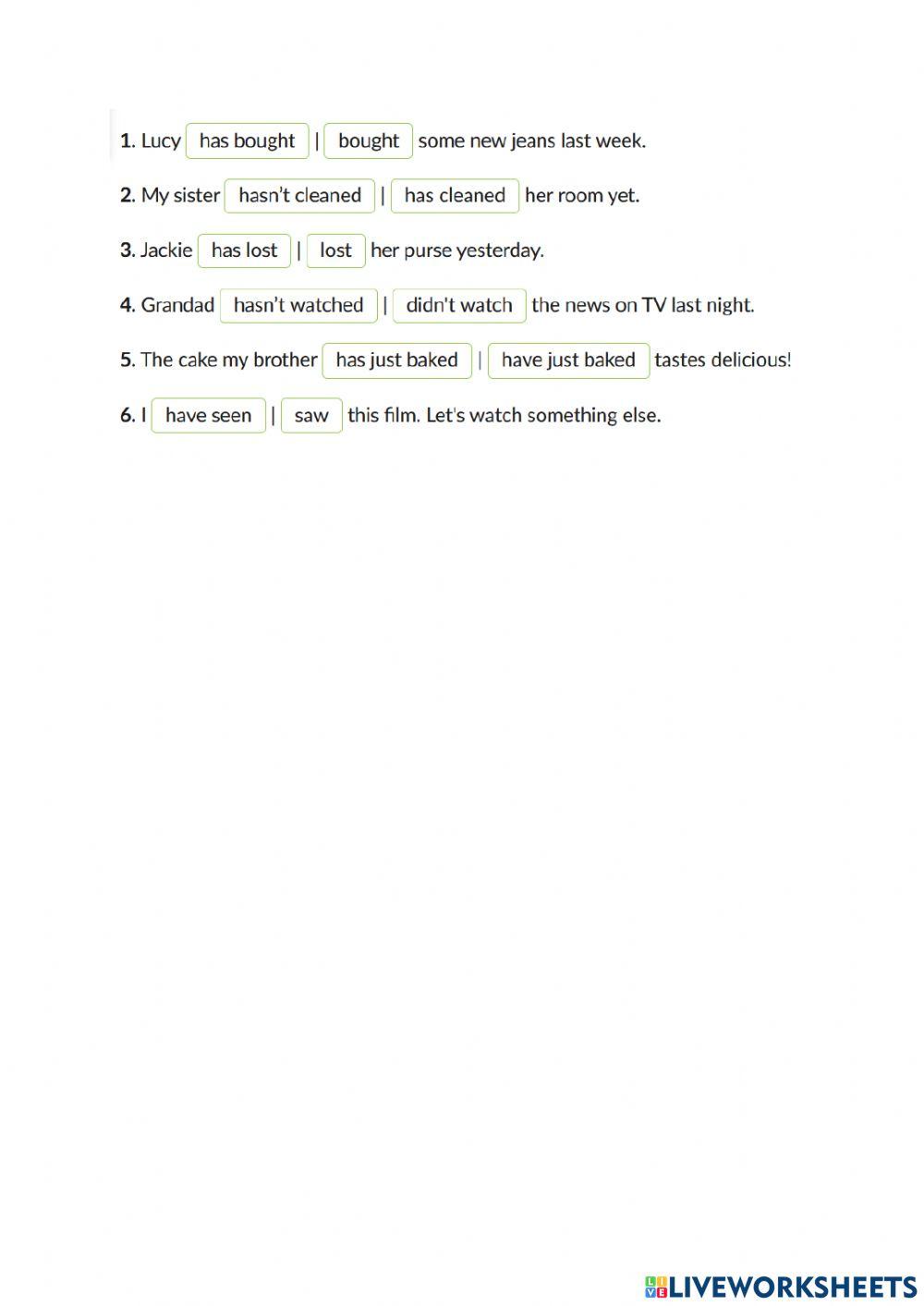 Present Perfect Past Simple