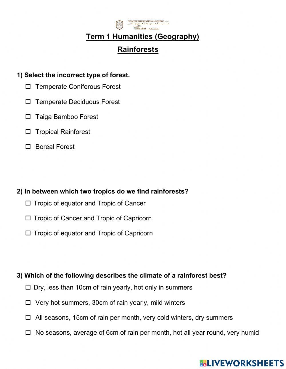 Term 1 Geography Quiz