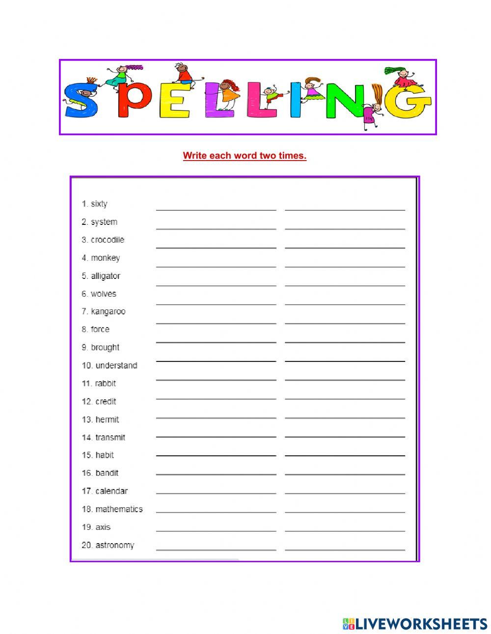 Spelling List 16 Spelling List 16