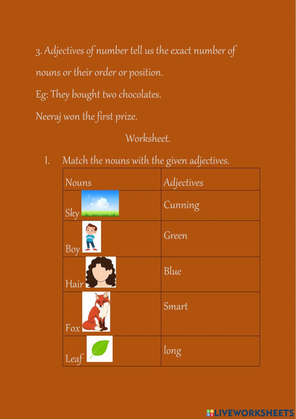 Adjective types and degrees