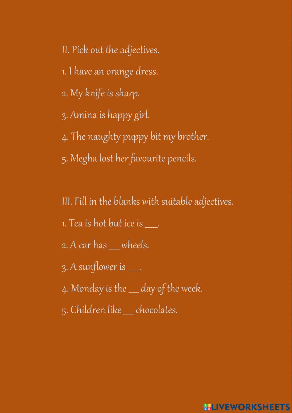 Adjective types and degrees