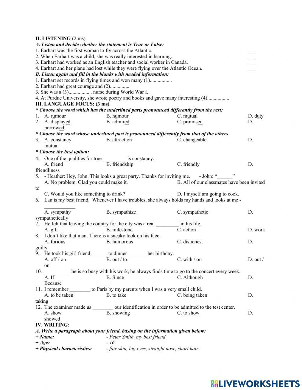 Mid term test 1 - grade 11