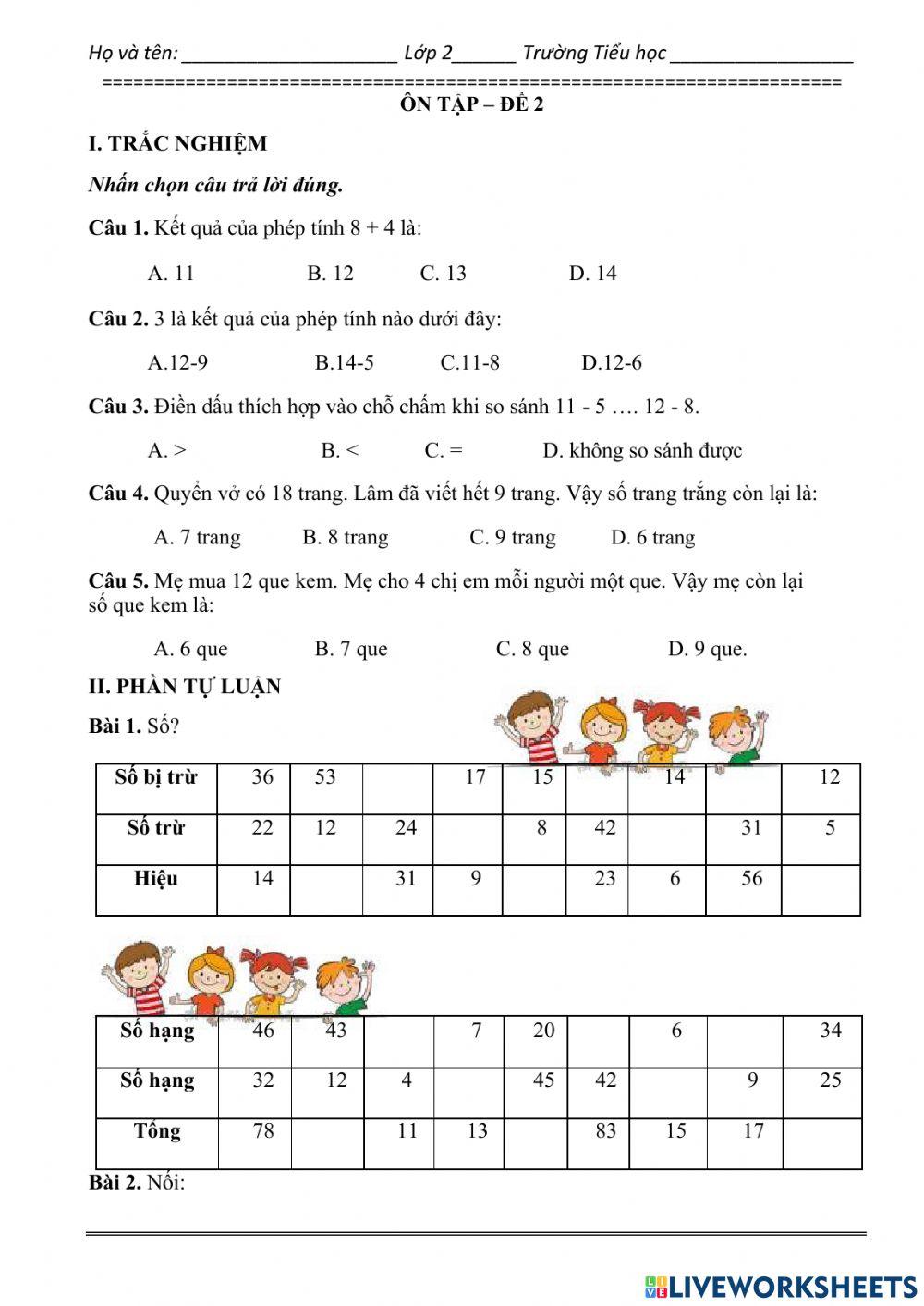Ôn tập toán tuần 9
