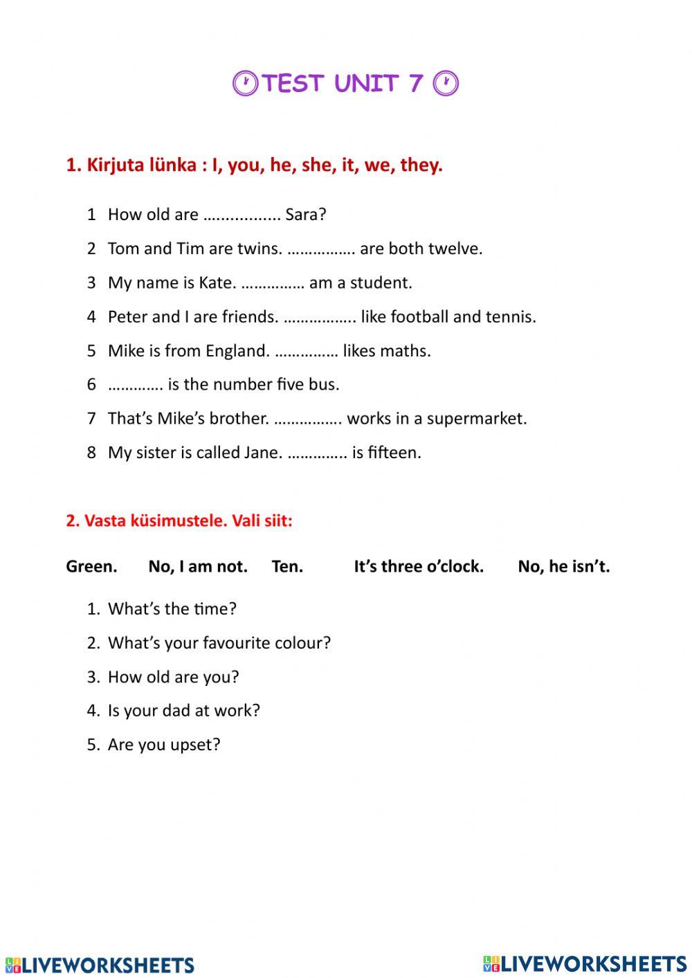 I  love English 1  Unit 7