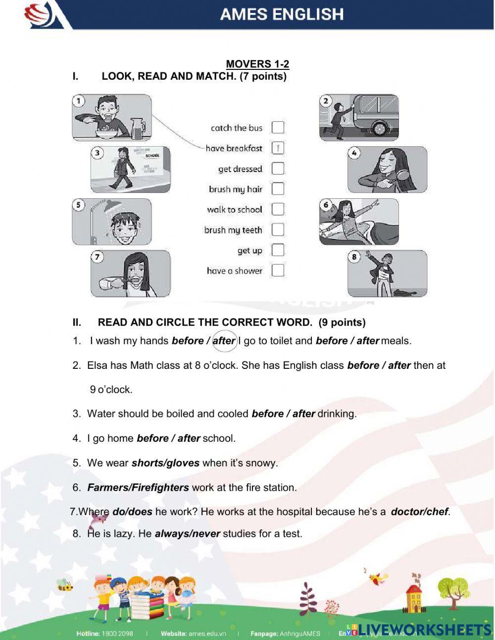 Big English Placement Test (Starters+ Movers)