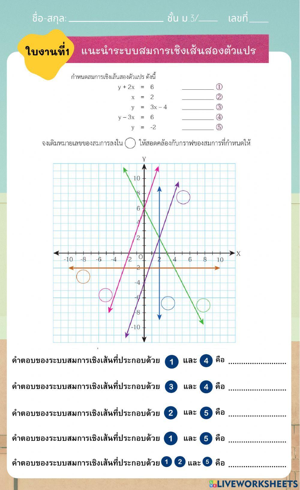 ระบบสมการเชิงเส้นสองตัวแปร