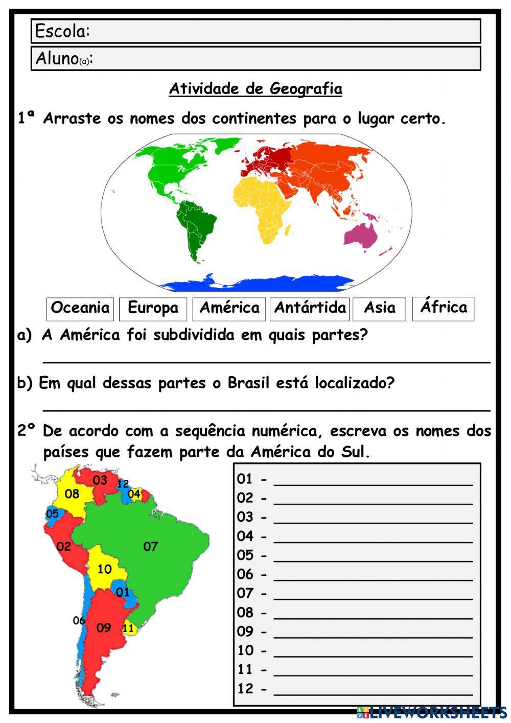 Continentes e América do Sul
