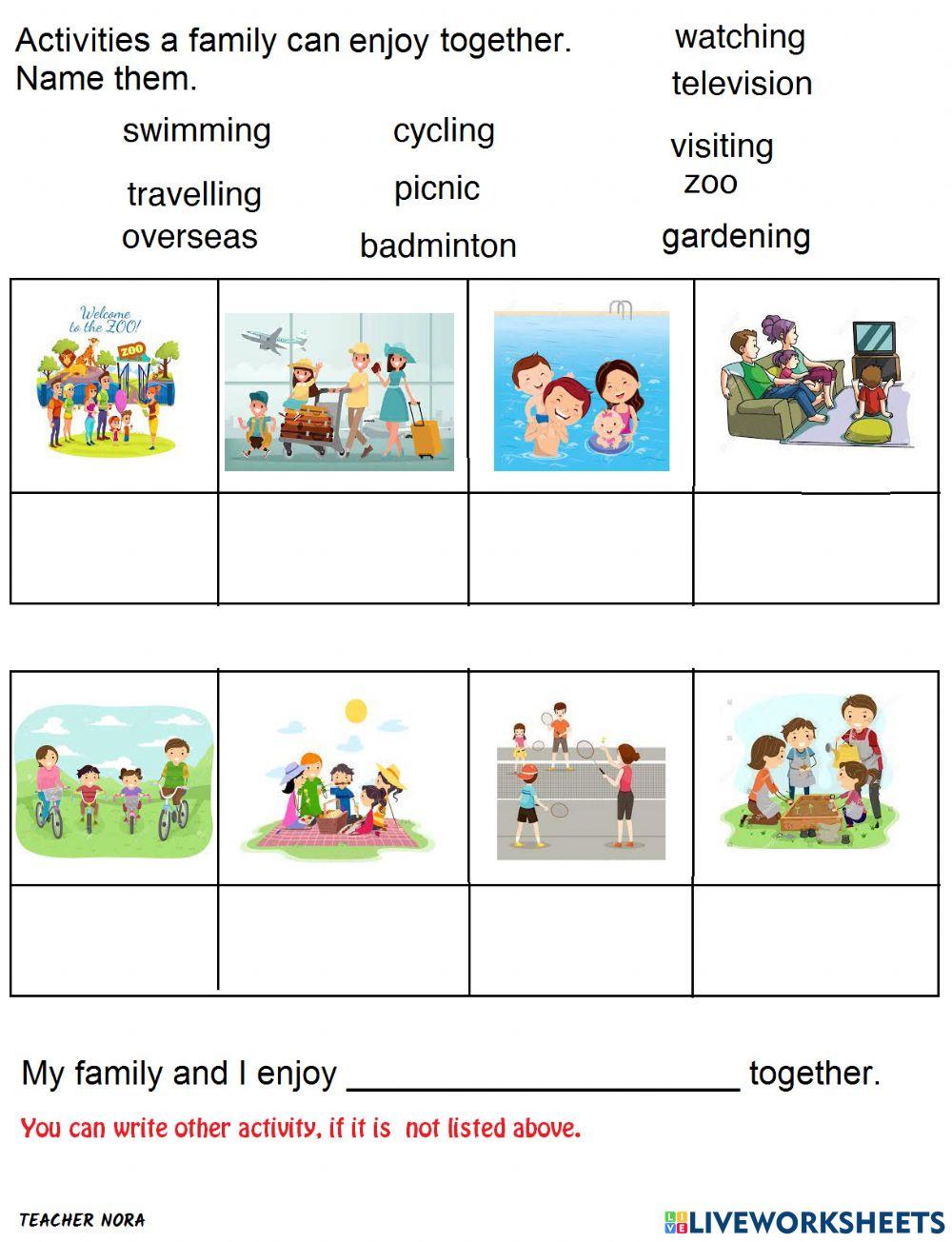 Verbs- activities with family Verbs- activities with family