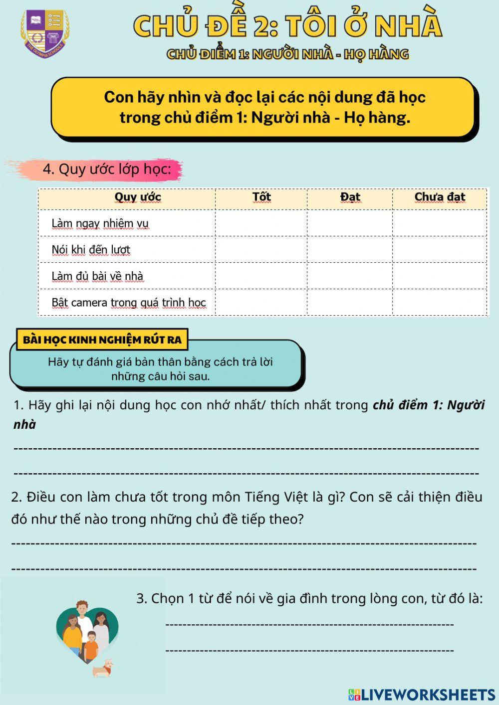 Tổng kết chủ điểm 1 - Người nhà