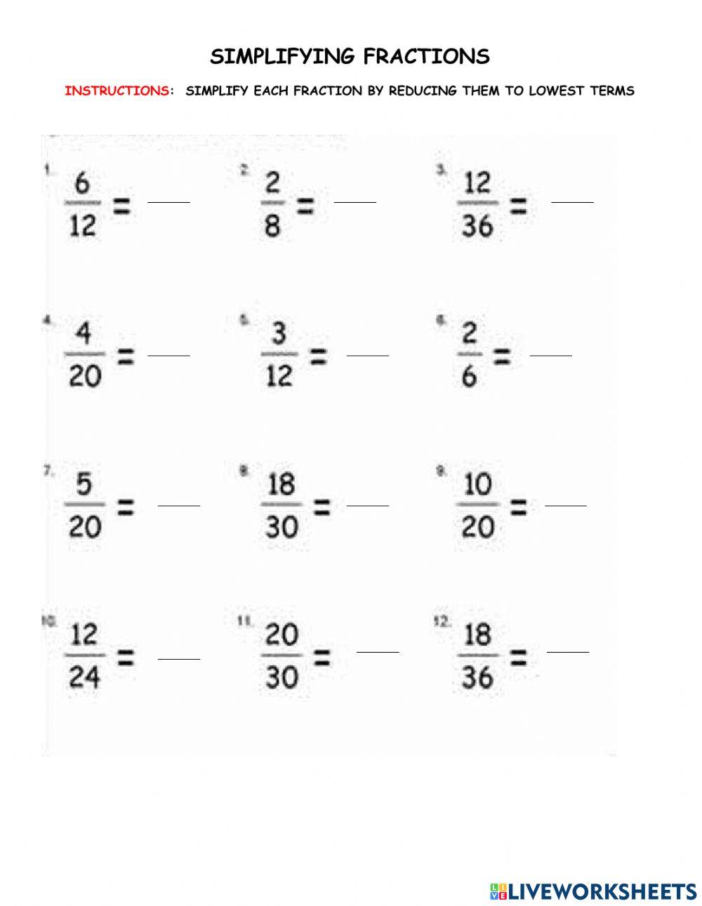 REDUCING FRACTIONS TO LOWEST TERMS 5243188 Ojmath reducing-fractions-to-lowest-terms-5243188-ojmath