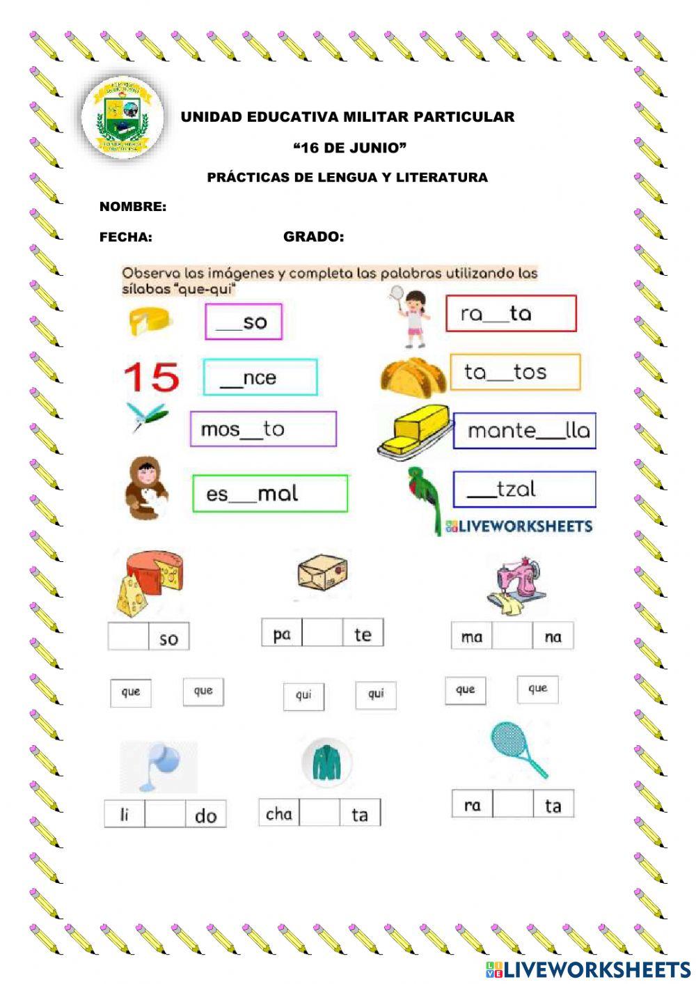 Fonema-grafema   que-qui