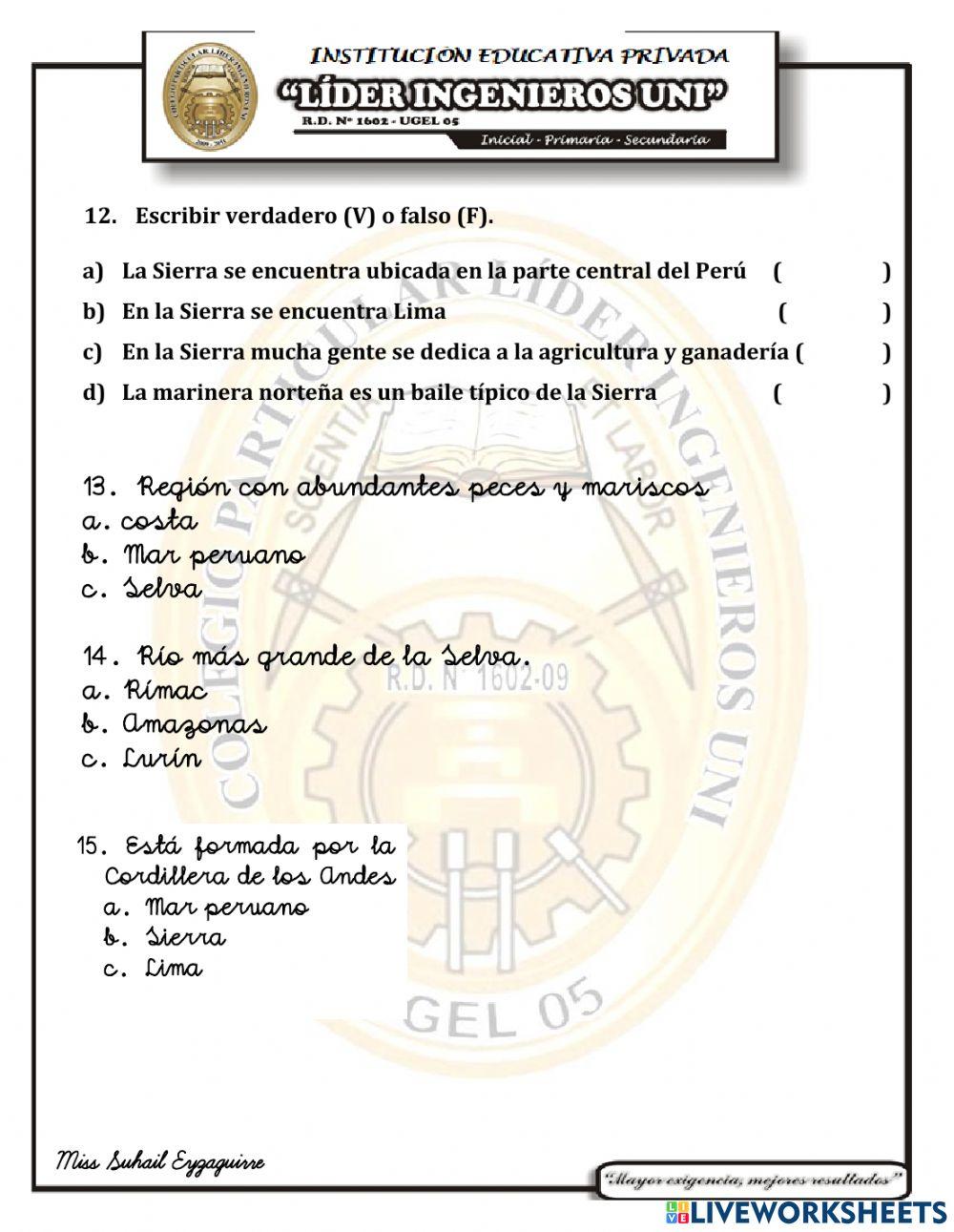 Examen personal social vii unidad