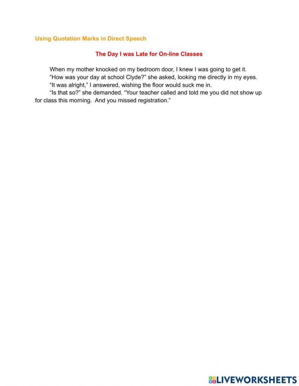 Using Quotation Marks in Direct Speech