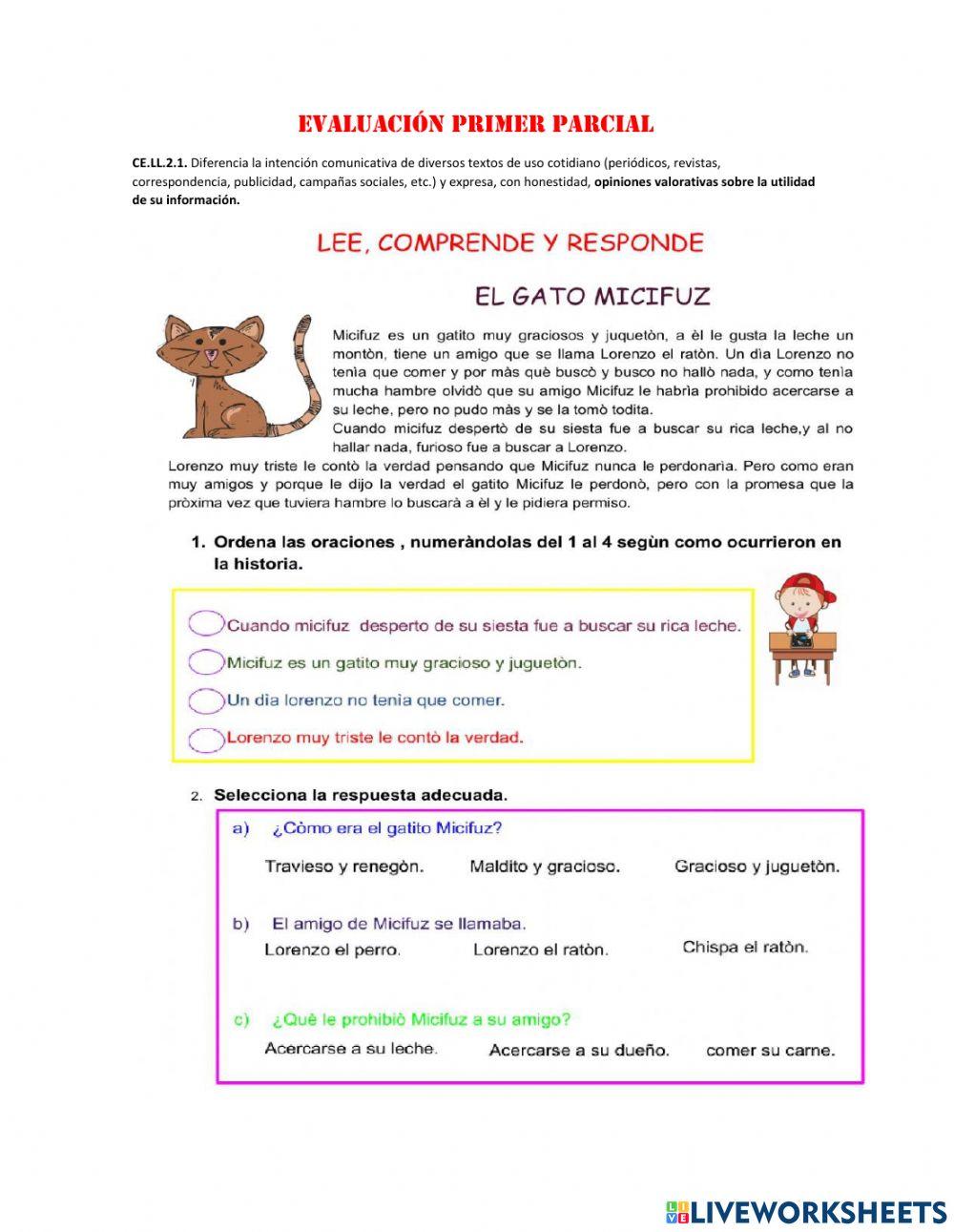 Evaluación lengua y literatura