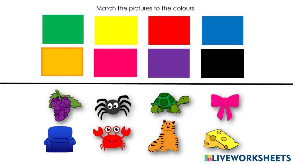 Match the pictures to the colours