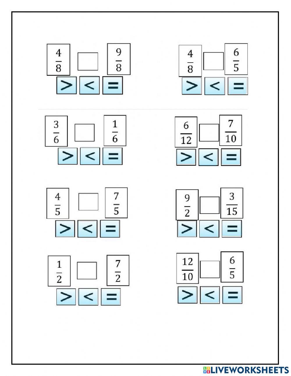 Comparación de fracciones