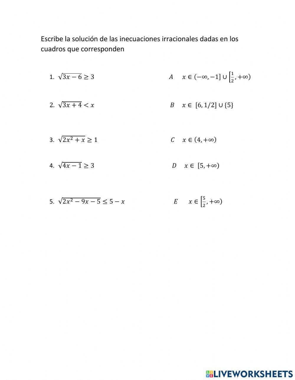 Inecuaciones Irracionales