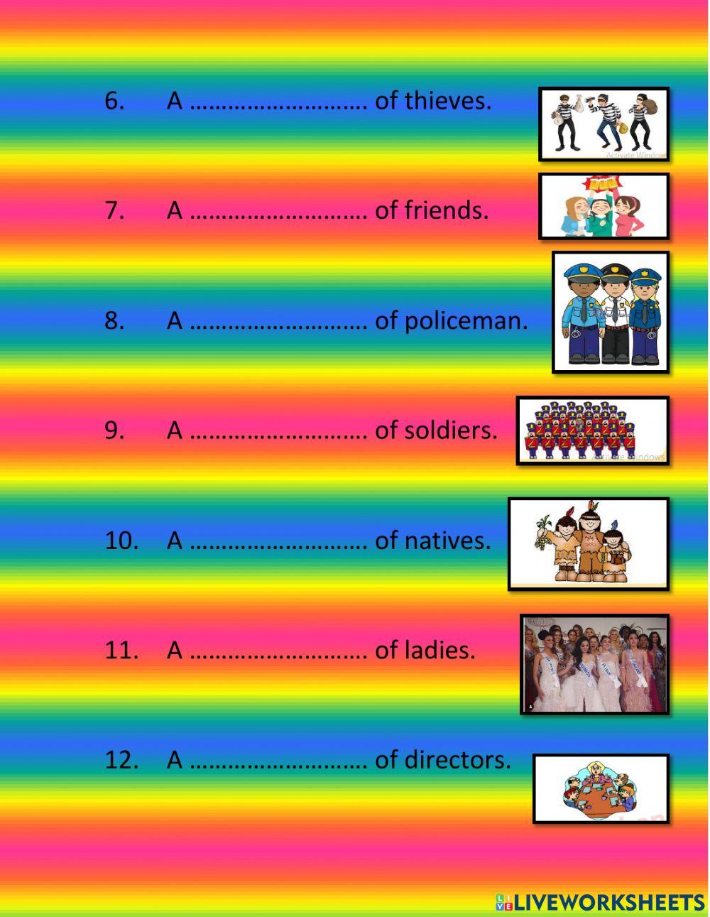 English collective nouns GOLDEN assignment
