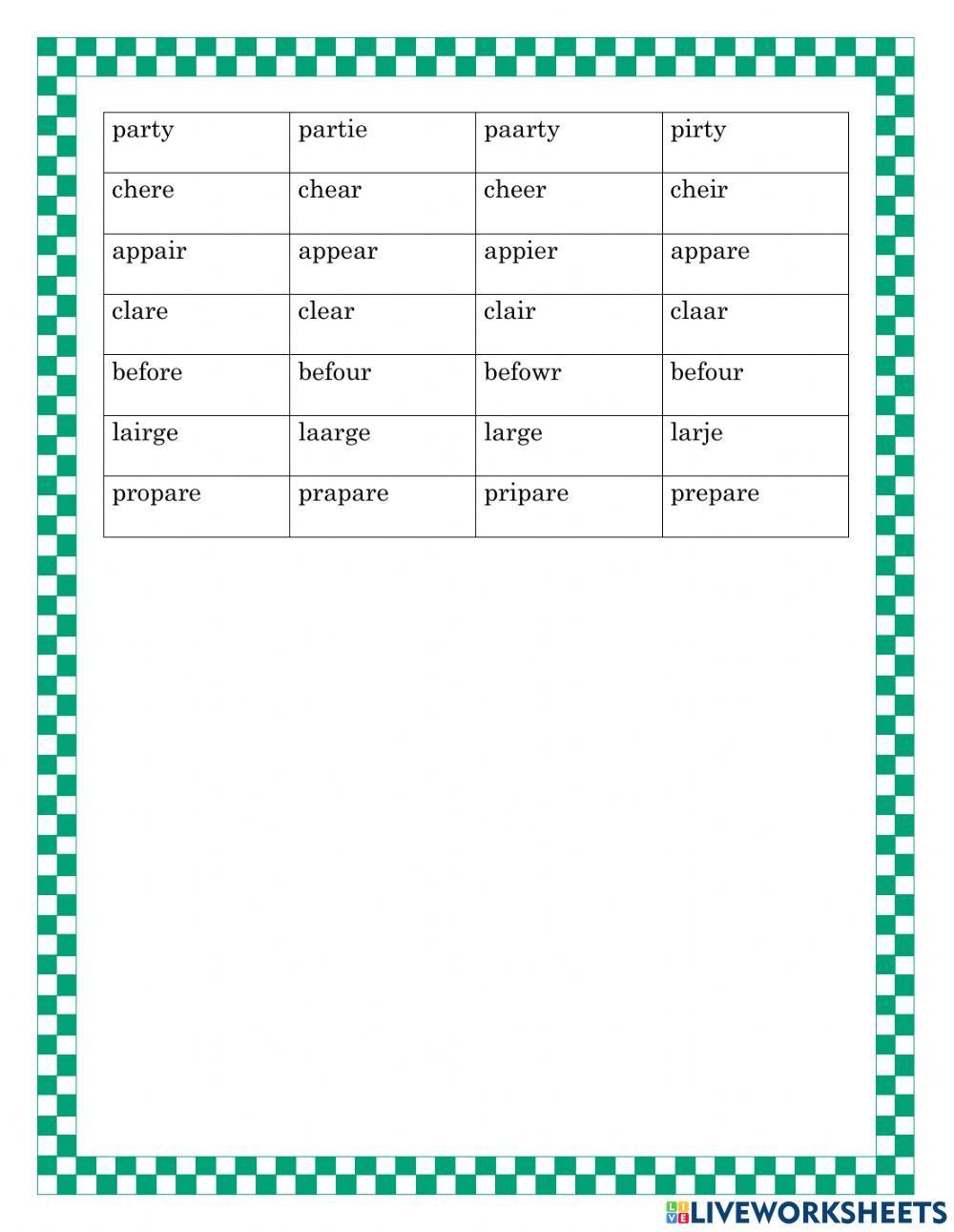 R Controlled Vowels Spelling Quiz