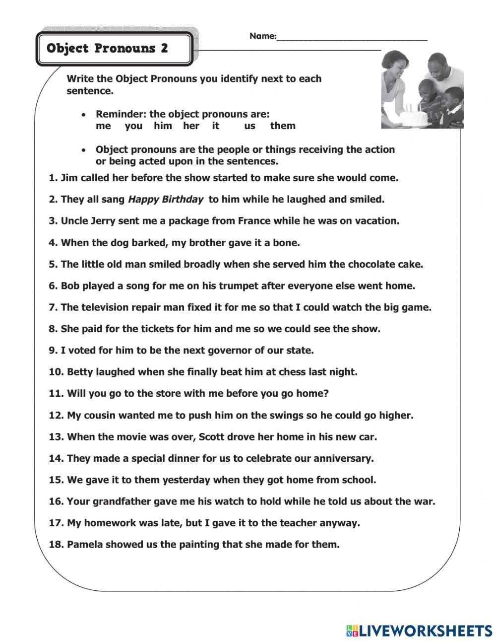 Identify the object pronouns