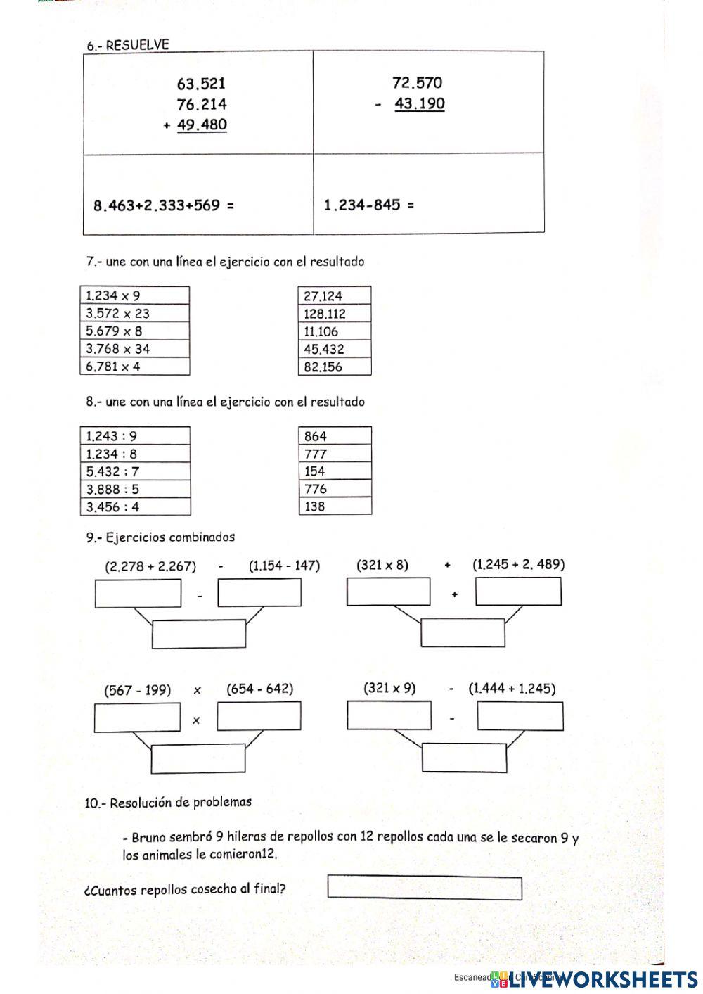 Evaluacion matematicas 5°