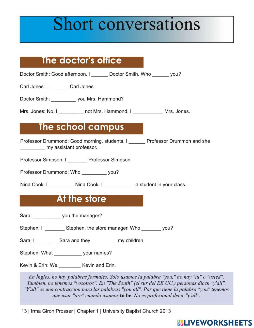 English for Spanish Speakers worksheet | Live Worksheets english-for-spanish-speakers-worksheet-live-worksheets