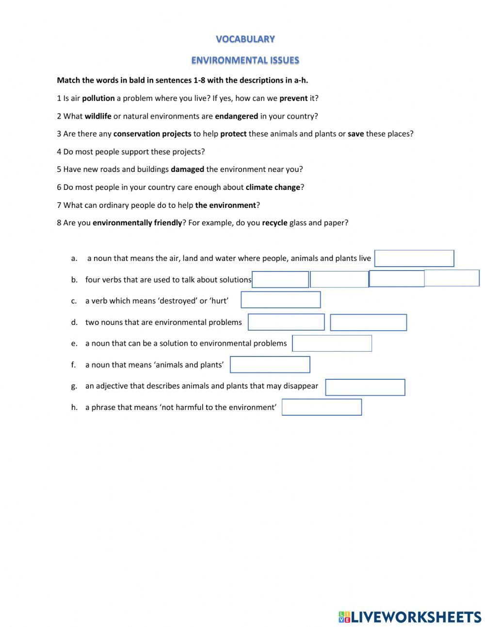 Environment vocabulary