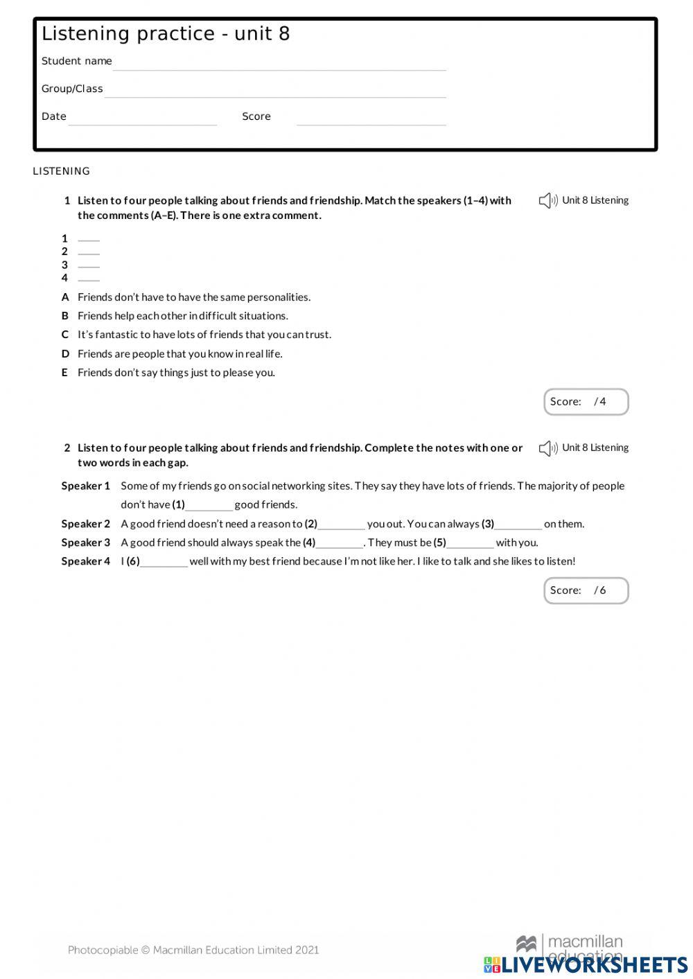 Listening comprehension