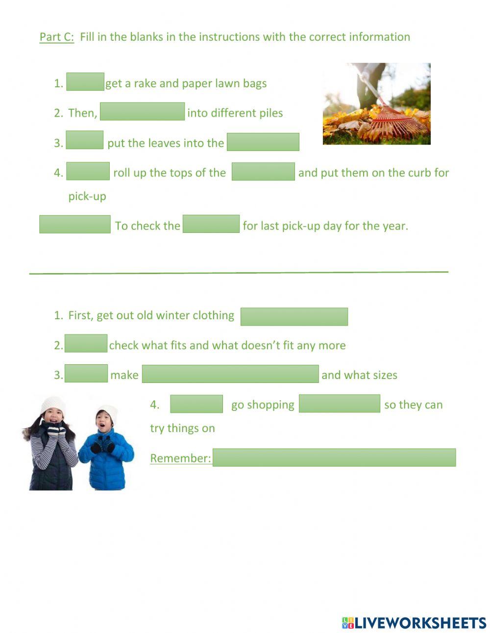 Fall and Winter Activity Instructions