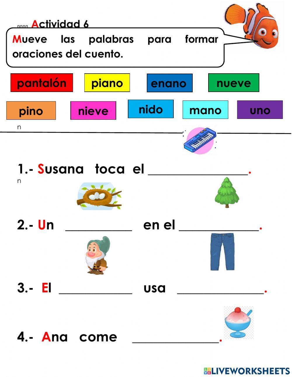 Actividad 6 formar oraciones con palabras con n