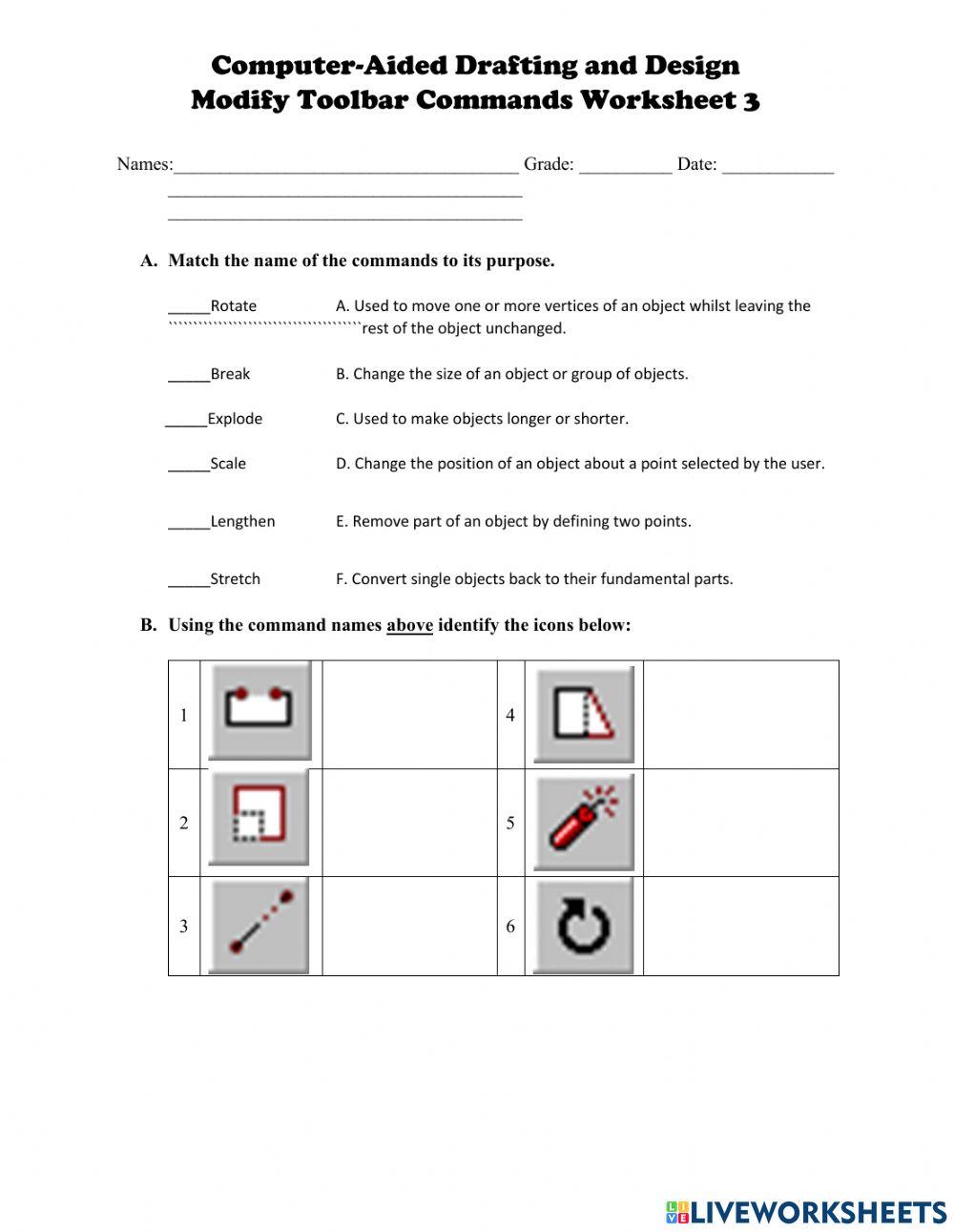 Modify Toolbar Worksheet 3 online exercise for Live Worksheets