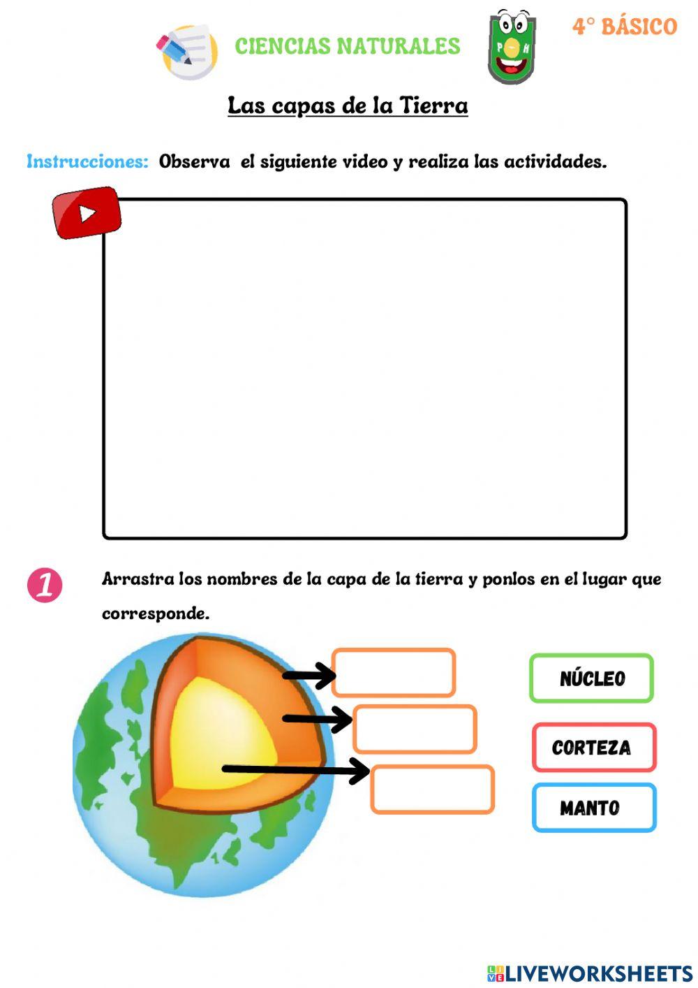 Capas de la tierra- Geosfera- Tarea Ciencias