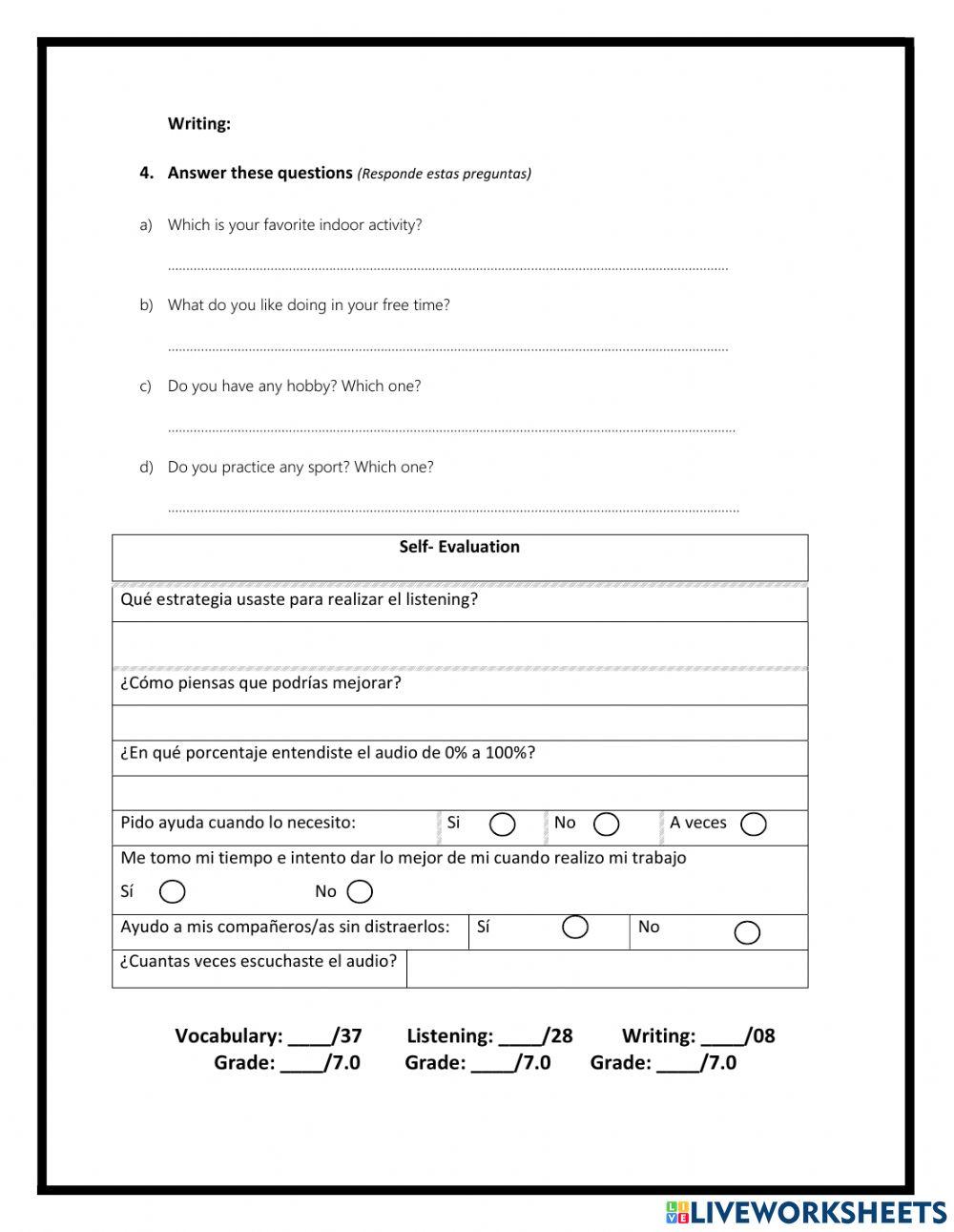 Sports and free time activities