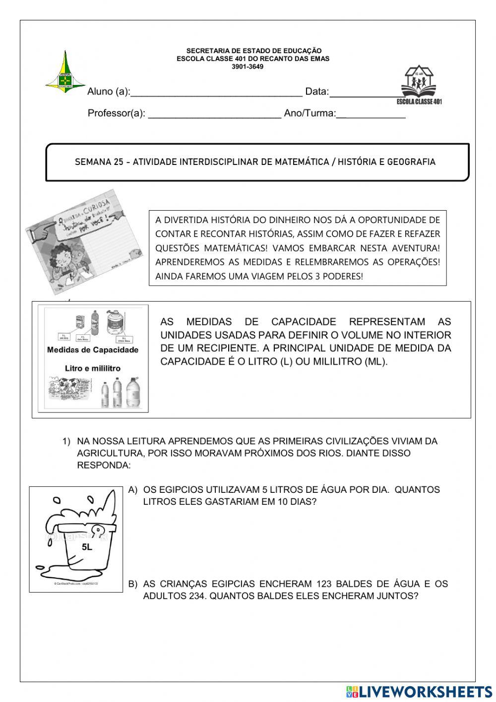 Atividade interdisciplinar Terça