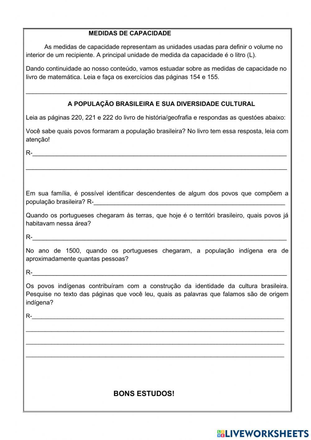 Atividade interdisciplinar Quarta Atividade interdisciplinar Quarta