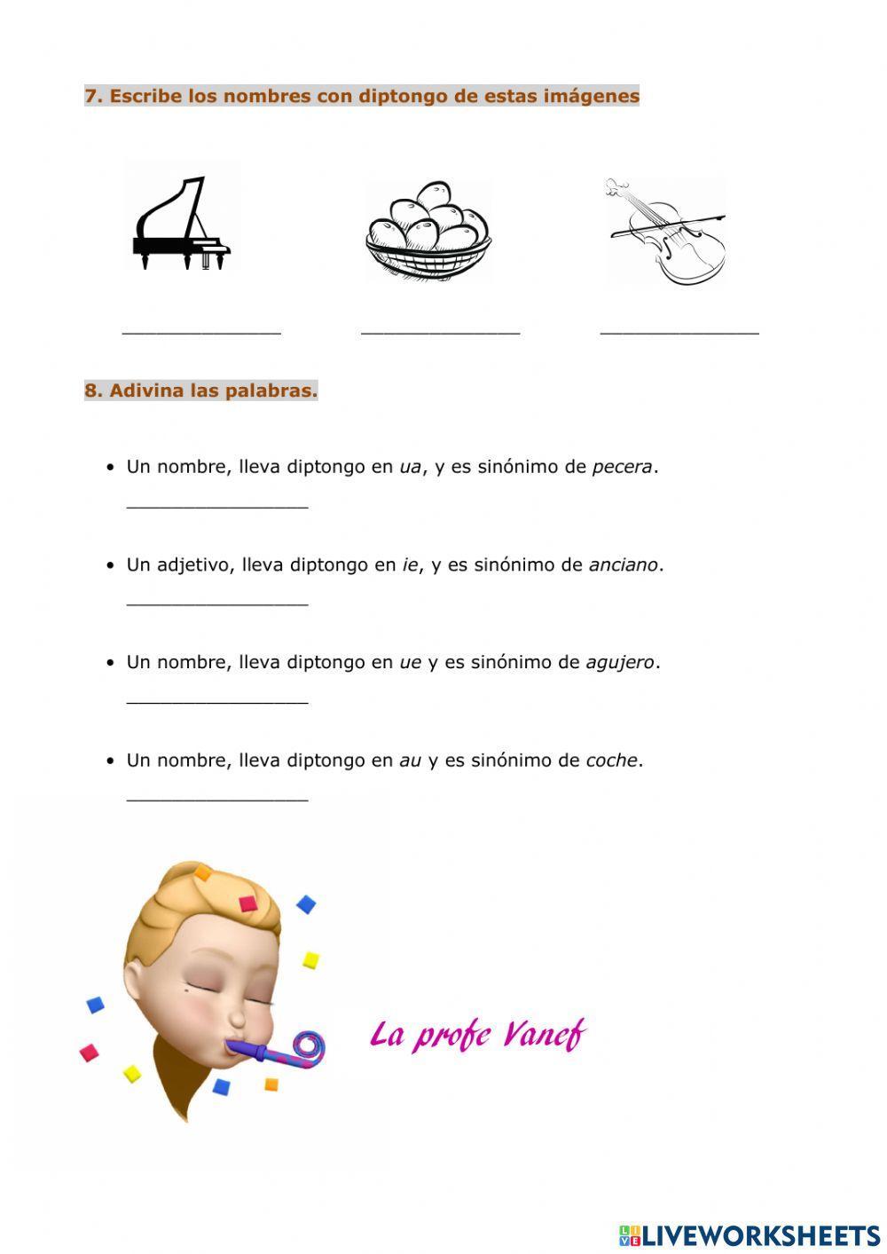 Sujeto y predicado. Grupo nominal. Diptongo y triptongo