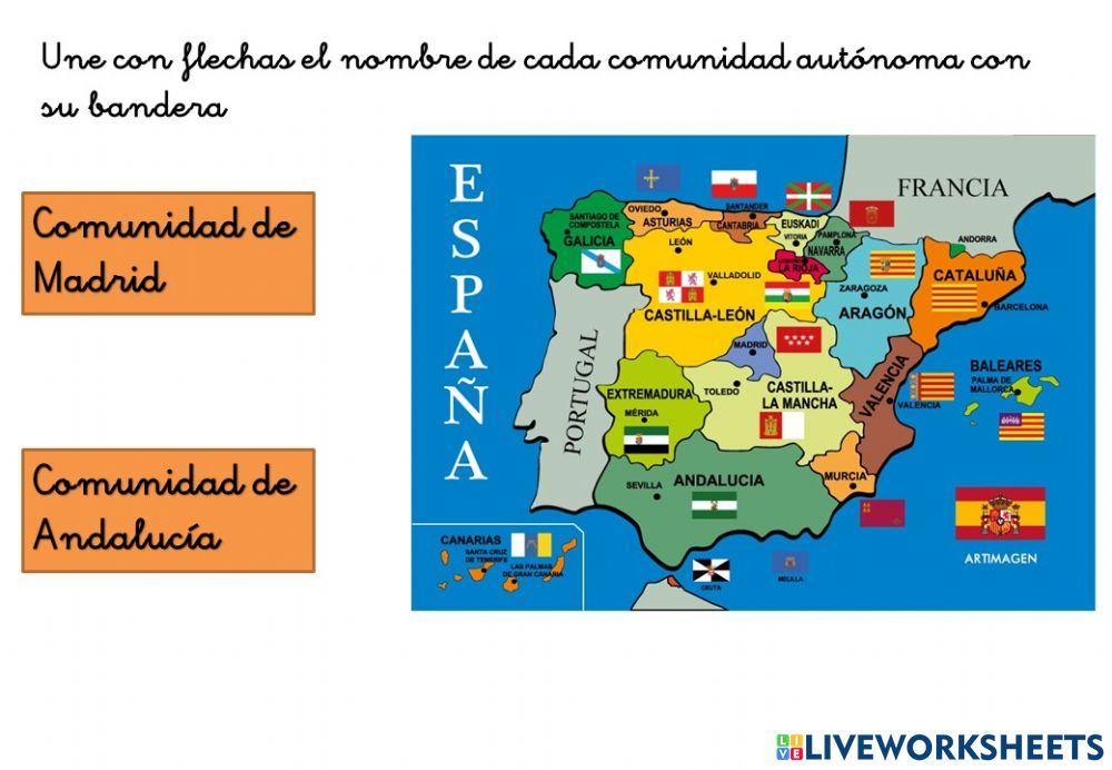 Mapa de España y sus banderas