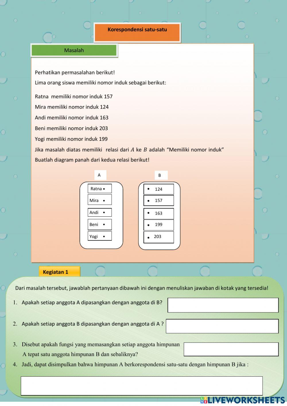 Lkpd korespondensi satu-satu ....