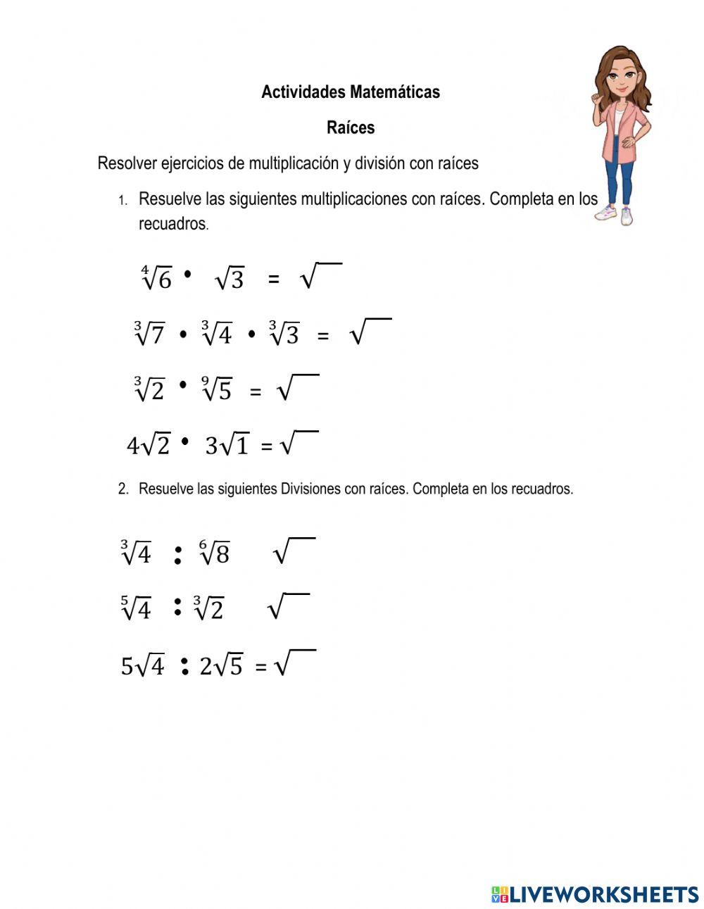 Multiplicación y división con raíces con distinto índice