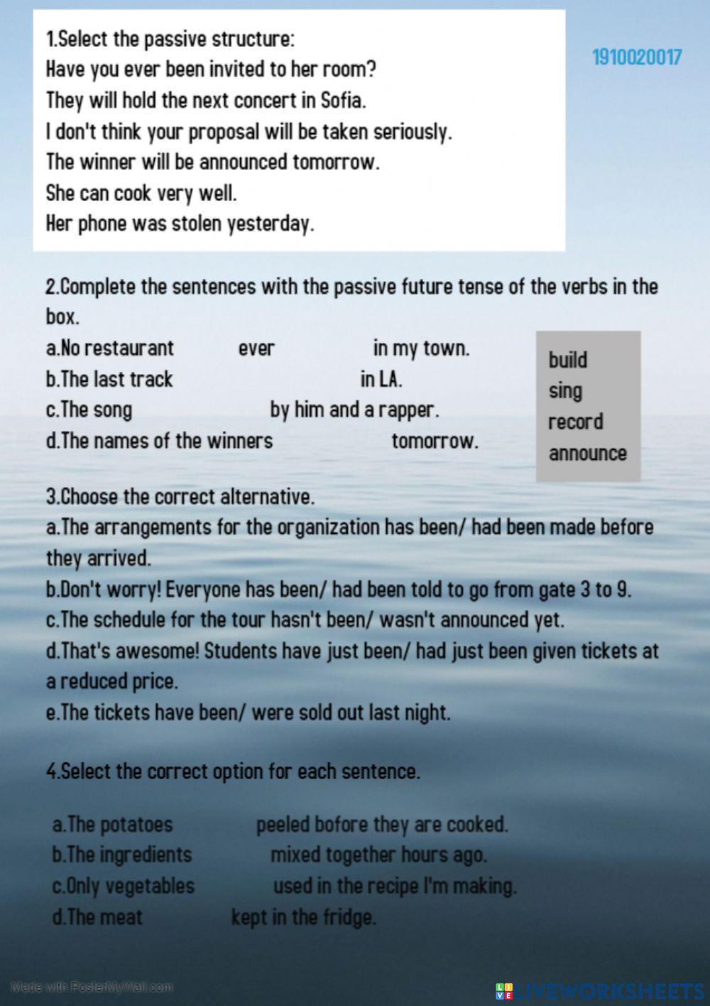 Passive Forms activity | Live Worksheets