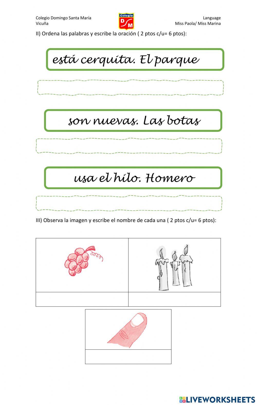 Evaluación lenguaje módulo 8 - 1°a