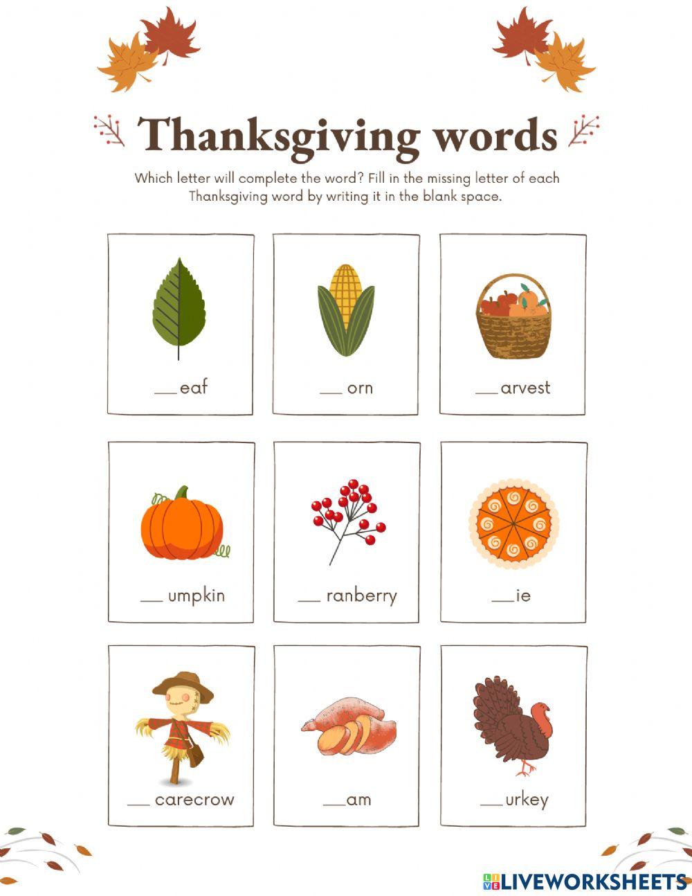 Thanksgiving Words