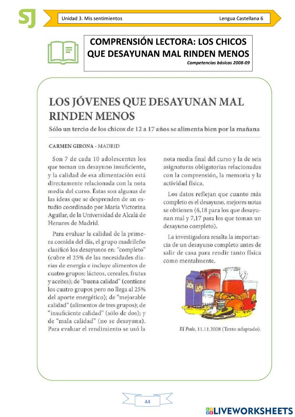 Los chicos que desayunan mal rinden menos