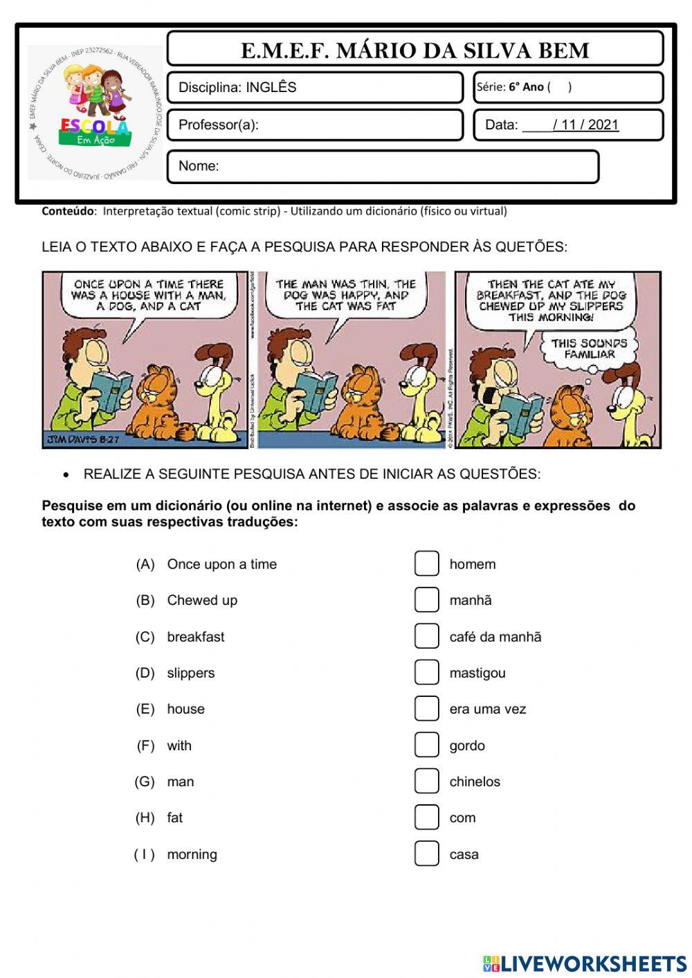 6° ano - INGLÊS- 18-11-21