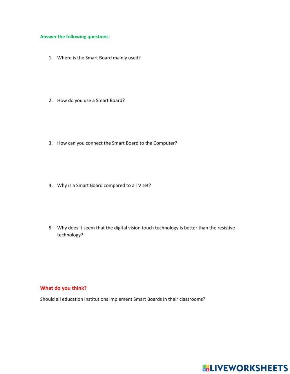 Unit 6 Reading 2 Smart Boards