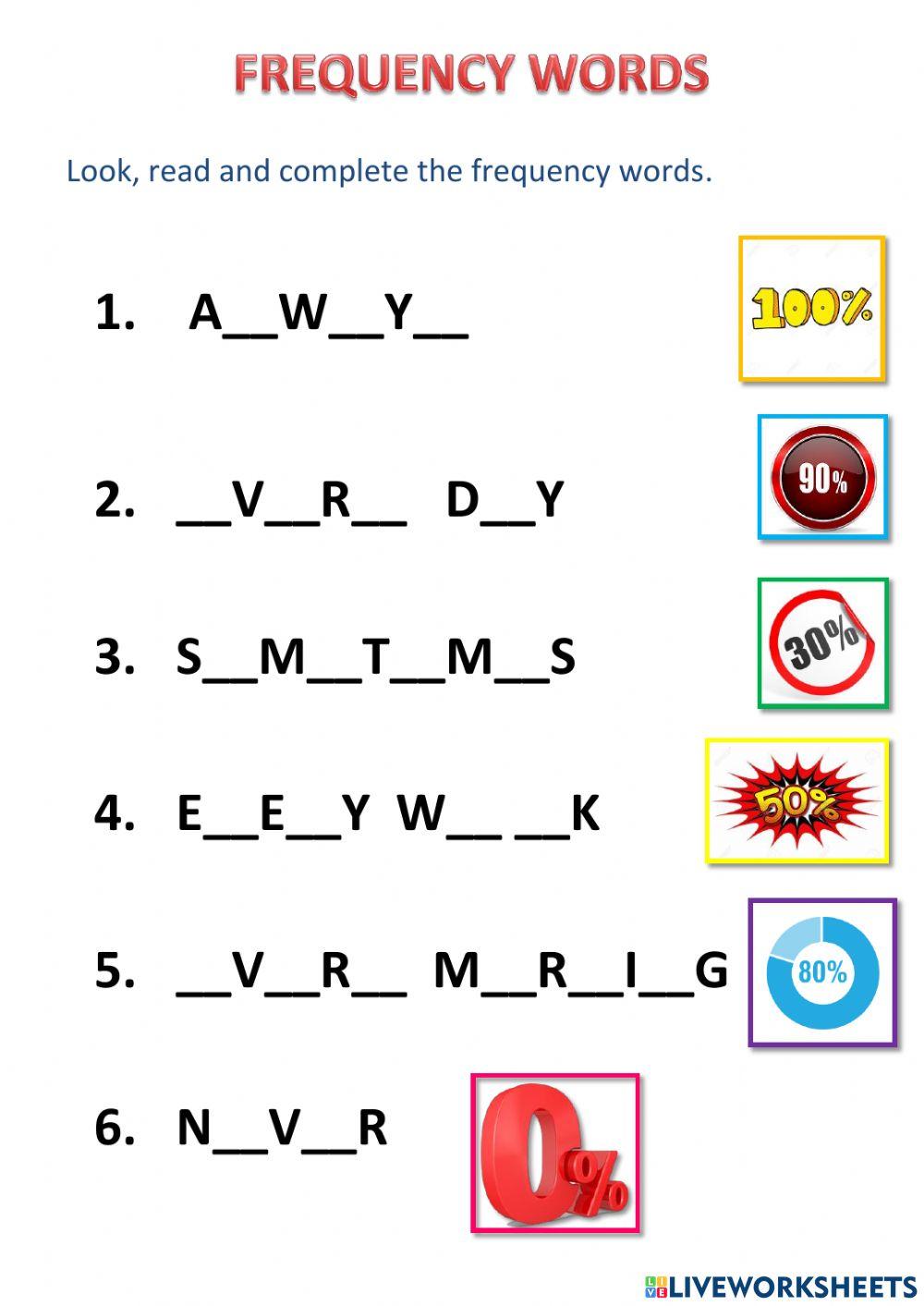 Frequency Words Live Worksheets frequency-words-live-worksheets