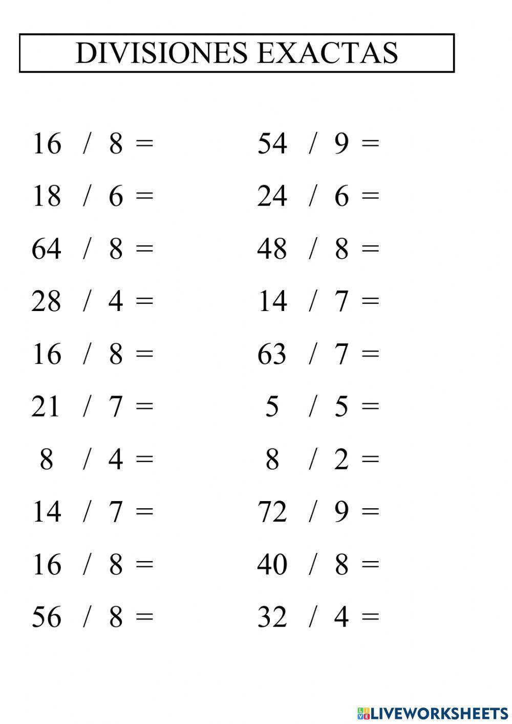 Divisiones Exactas - 1