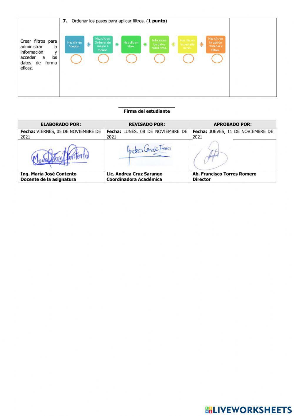 Evaluación del Primer Parcial de Computación Sexto del Segundo Quimestre